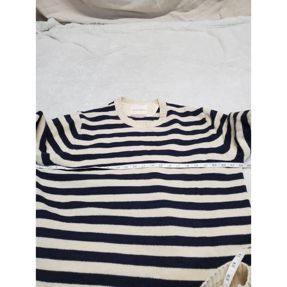 Banana Republic Blue Cream Knit Wool Blend Heritage Sweater Men XL‎ Classic
